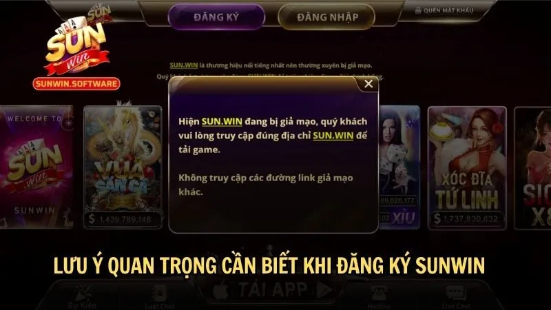 Lưu ý quan trọng cần biết khi đăng ký Sunwin