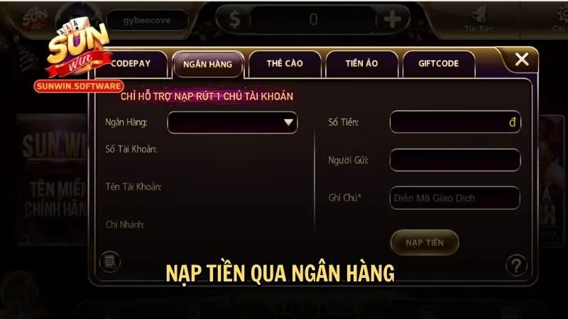 Nạp tiền qua ngân hàng